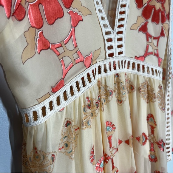 For Love & Lemons sz L Barcelona Maxi Dress Long Sleeves Creme - Picture 6 of 13